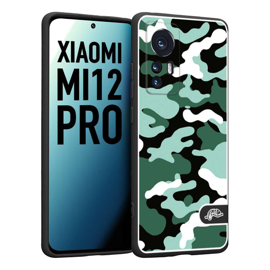 CUSTOMIZZA - Custodia cover nera morbida in tpu compatibile per Xiaomi 12 PRO camouflage mimetico militare verde green