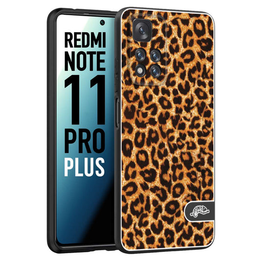 CUSTOMIZZA - Custodia cover nera morbida in tpu compatibile per Xiaomi Redmi Note 11 PRO PLUS leopardato maculato donna marrone leopard brown