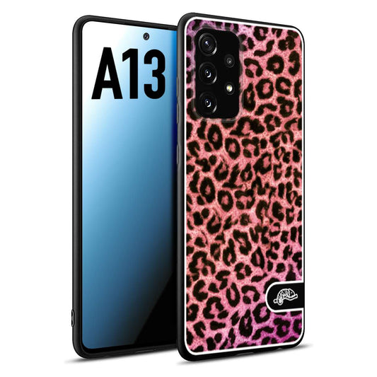 CUSTOMIZZA - Custodia cover nera morbida in tpu compatibile per Samsung A13 leopardato maculato donna rosa leopard