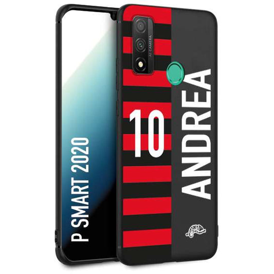 CUSTOMIZZA - Custodia cover nera morbida in tpu compatibile per Huawei P Smart 2020 personalizzata calcio football nome e numero calciatori rossonera