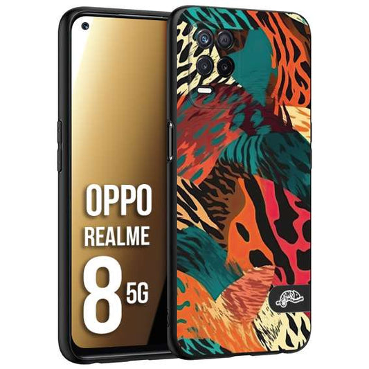 CUSTOMIZZA - Custodia cover nera morbida in tpu compatibile per Oppo Realme 8 5G leopardato tigrato tiger colorata summer arancio verde fucsia