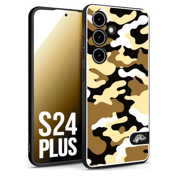 CUSTOMIZZA - Custodia cover nera morbida in tpu compatibile per Samsung S24 PLUS camouflage mimetico militare giallo desert brown