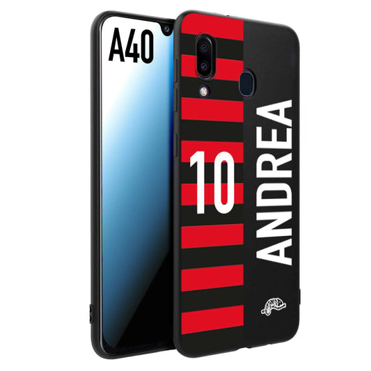 CUSTOMIZZA - Custodia cover nera morbida in tpu compatibile per Samsung A40 personalizzata calcio football nome e numero calciatori rossonera