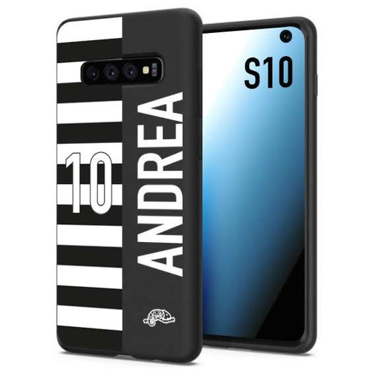 CUSTOMIZZA - Custodia cover nera morbida in tpu compatibile per Samsung S10 personalizzata calcio football nome e numero calciatori bianconera