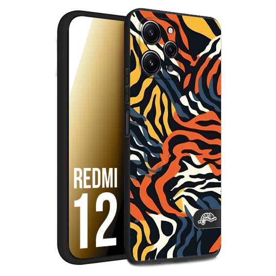 CUSTOMIZZA - Custodia cover nera morbida in tpu compatibile per Xiaomi Redmi 12 leopardato maculato tigrato tiger colorata gialla blu arancio