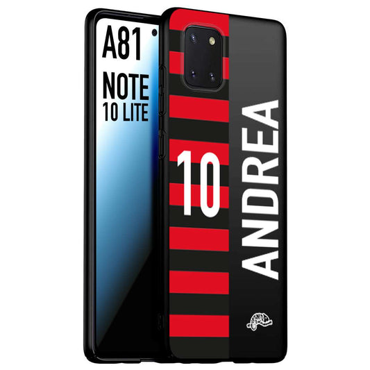 CUSTOMIZZA - Custodia cover nera morbida in tpu compatibile per Samsung A81 - Note 10 Lite personalizzata calcio football nome e numero calciatori rossonera