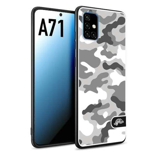 CUSTOMIZZA - Custodia cover nera morbida in tpu compatibile per Samsung A71 camouflage mimetico militare bianco white