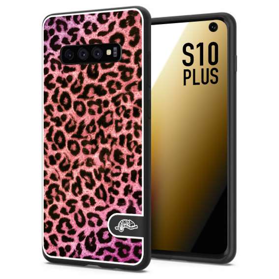 CUSTOMIZZA - Custodia cover nera morbida in tpu compatibile per Samsung S10 PLUS leopardato maculato donna rosa leopard