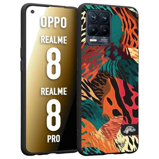 CUSTOMIZZA - Custodia cover nera morbida in tpu compatibile per Oppo Realme 8 - 8 PRO leopardato tigrato tiger colorata summer arancio verde fucsia