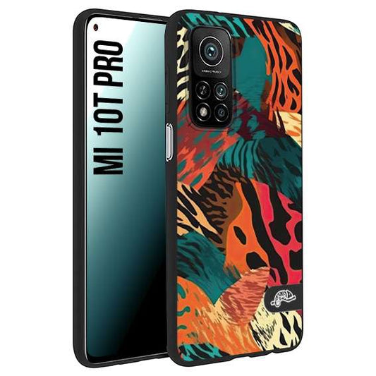 CUSTOMIZZA - Custodia cover nera morbida in tpu compatibile per Xiaomi Mi 10T PRO leopardato tigrato tiger colorata summer arancio verde fucsia