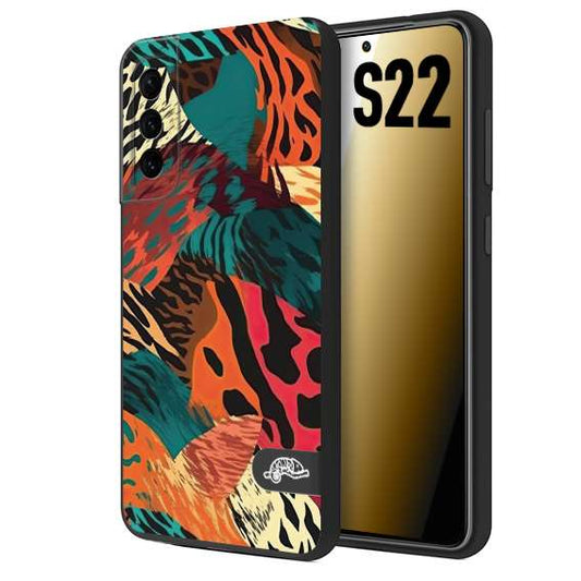 CUSTOMIZZA - Custodia cover nera morbida in tpu compatibile per Samsung S22 leopardato tigrato tiger colorata summer arancio verde fucsia