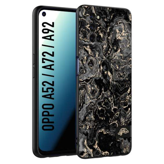 CUSTOMIZZA - Custodia cover nera morbida in tpu compatibile per Oppo A52 - A72 - A92 effetto marmo marble nero black venature dorato pietra