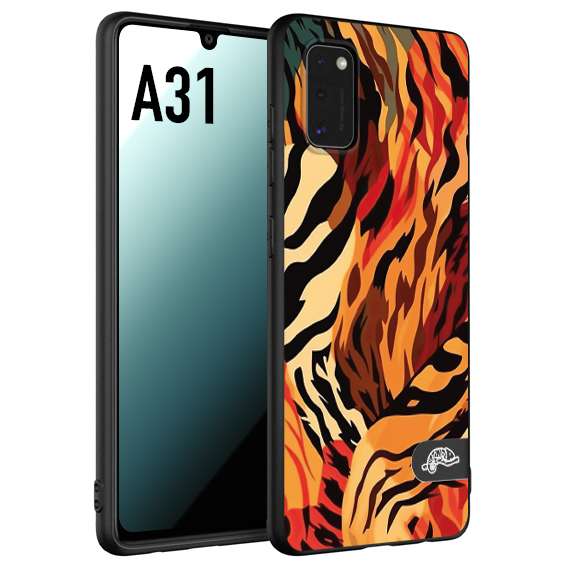 CUSTOMIZZA - Custodia cover nera morbida in tpu compatibile per Samsung A31 leopardato maculato tigrato tiger colorata gialla rossa arancio