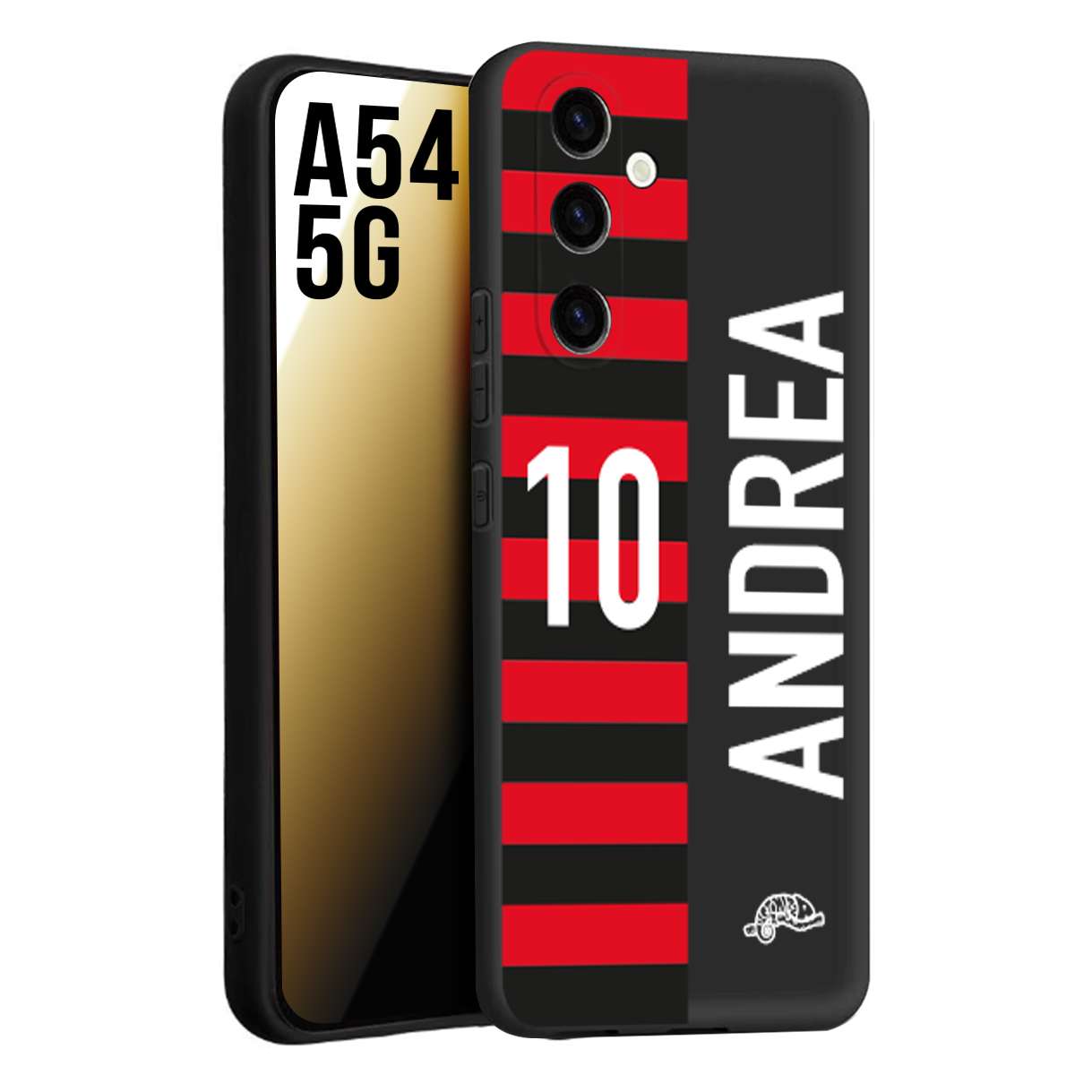 CUSTOMIZZA - Custodia cover nera morbida in tpu compatibile per Samsung A54 5G personalizzata calcio football nome e numero calciatori rossonera