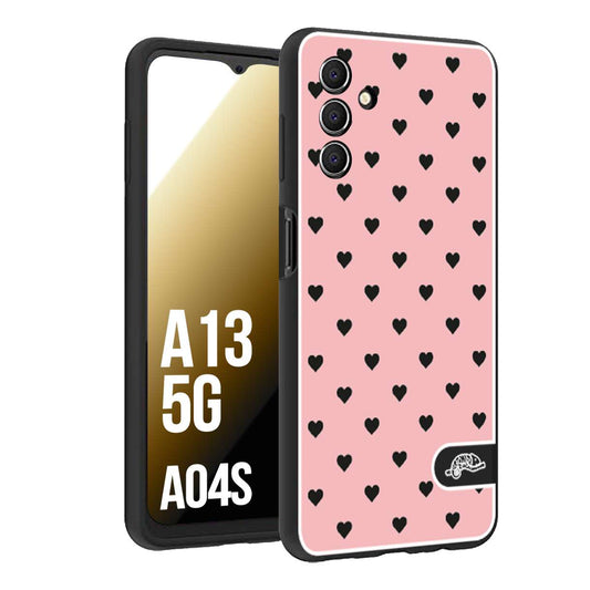 CUSTOMIZZA - Custodia cover nera morbida in tpu compatibile per Samsung A04S - A13 5G cuori pois rosa donna pin up vintage