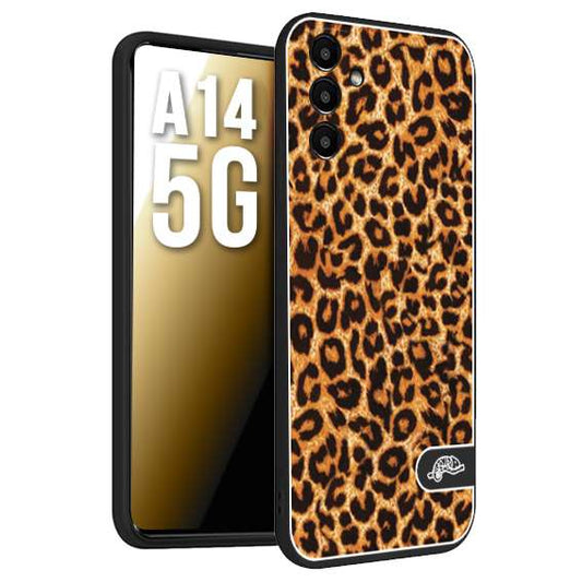 CUSTOMIZZA - Custodia cover nera morbida in tpu compatibile per Samsung A14 5G leopardato maculato donna marrone leopard brown