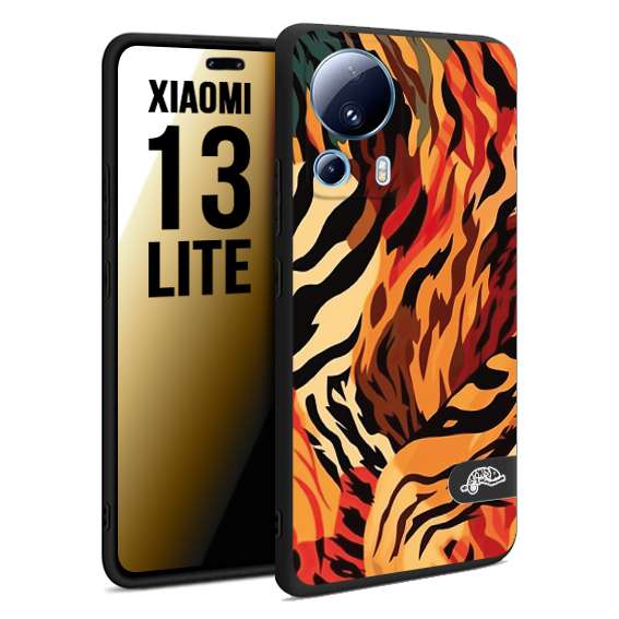 CUSTOMIZZA - Custodia cover nera morbida in tpu compatibile per Xiaomi 13 LITE leopardato maculato tigrato tiger colorata gialla rossa arancio