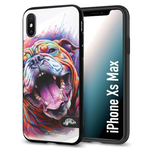 CUSTOMIZZA - Custodia cover nera morbida in tpu compatibile per iPhone Xs Max animali color bulldog cane dog colori vibranti disegnato schizzo