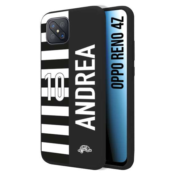 CUSTOMIZZA - Custodia cover nera morbida in tpu compatibile per Oppo Reno 4Z personalizzata calcio football nome e numero calciatori bianconera