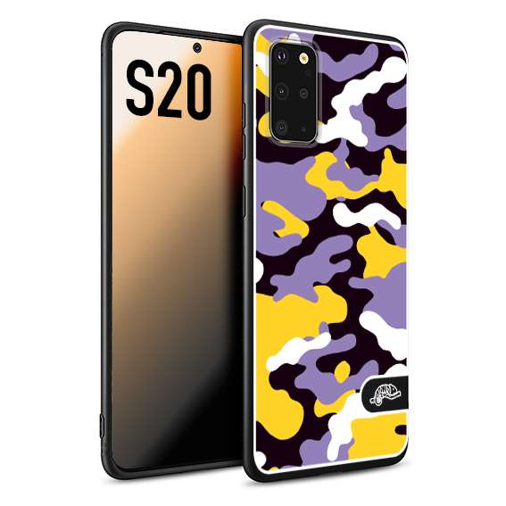 CUSTOMIZZA - Custodia cover nera morbida in tpu compatibile per Samsung S20 camouflage mimetico militare viola lilla giallo