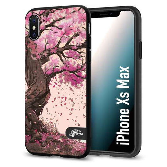 CUSTOMIZZA - Custodia cover nera morbida in tpu compatibile per iPhone Xs Max giapponese colori morbidi fiori di ciliegio rosa disegnata