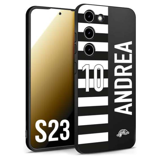 CUSTOMIZZA - Custodia cover nera morbida in tpu compatibile per Samsung S23 personalizzata calcio football nome e numero calciatori bianconera