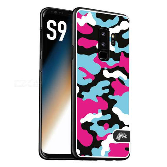 CUSTOMIZZA - Custodia cover nera morbida in tpu compatibile per Samsung S9 camouflage mimetico militare fucsia celeste