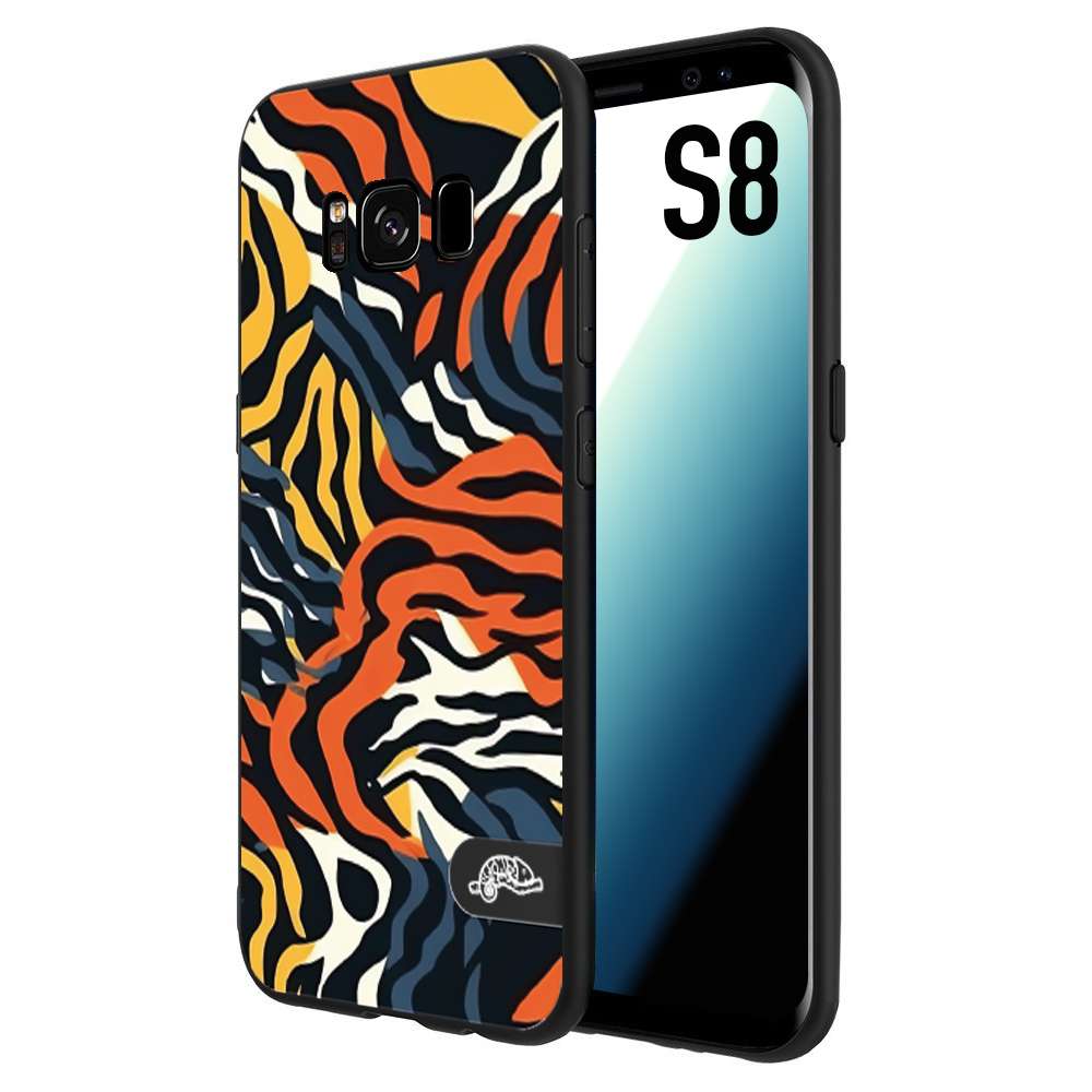 CUSTOMIZZA - Custodia cover nera morbida in tpu compatibile per Samsung S8 leopardato maculato tigrato tiger colorata gialla blu arancio