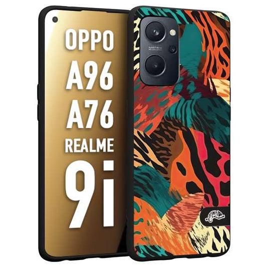 CUSTOMIZZA - Custodia cover nera morbida in tpu compatibile per Oppo Realme 9i - A96 - A76 leopardato tigrato tiger colorata summer arancio verde fucsia