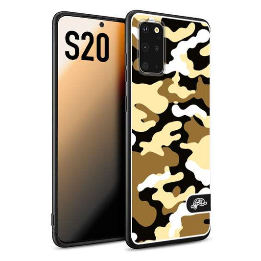 CUSTOMIZZA - Custodia cover nera morbida in tpu compatibile per Samsung S20 camouflage mimetico militare giallo desert brown