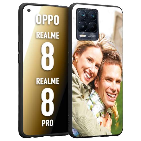 CUSTOMIZZA - Custodia cover nera morbida in tpu compatibile per Oppo Realme 8 - 8 PRO personalizzata con foto immagine scritta a piacere