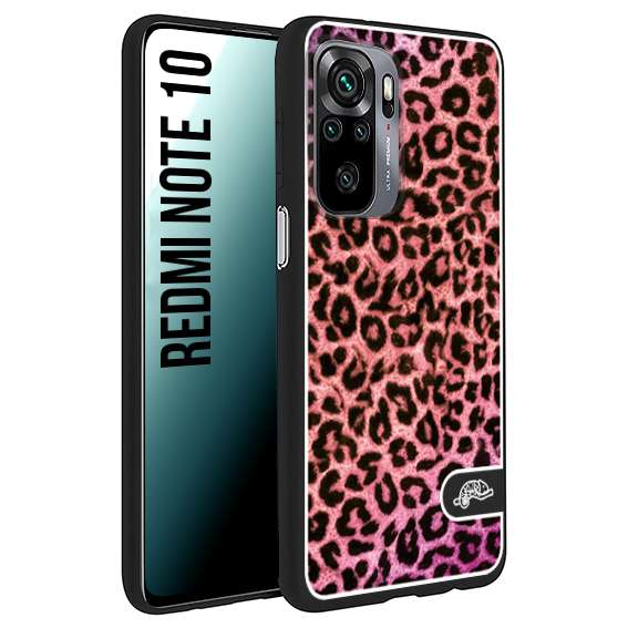 CUSTOMIZZA - Custodia cover nera morbida in tpu compatibile per Xiaomi Redmi Note 10 leopardato maculato donna rosa leopard