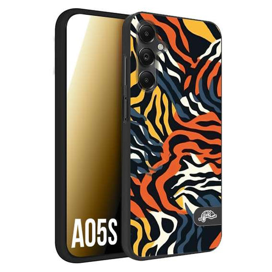 CUSTOMIZZA - Custodia cover nera morbida in tpu compatibile per Samsung A05S leopardato maculato tigrato tiger colorata gialla blu arancio