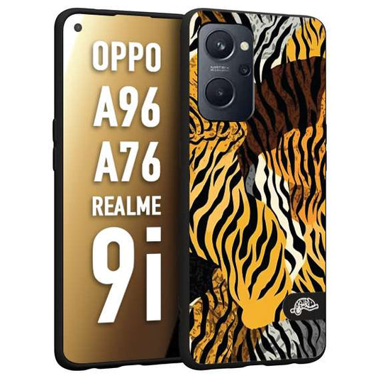 CUSTOMIZZA - Custodia cover nera morbida in tpu compatibile per Oppo Realme 9i - A96 - A76 leopardato tigrato tiger colorata donna fashion estate