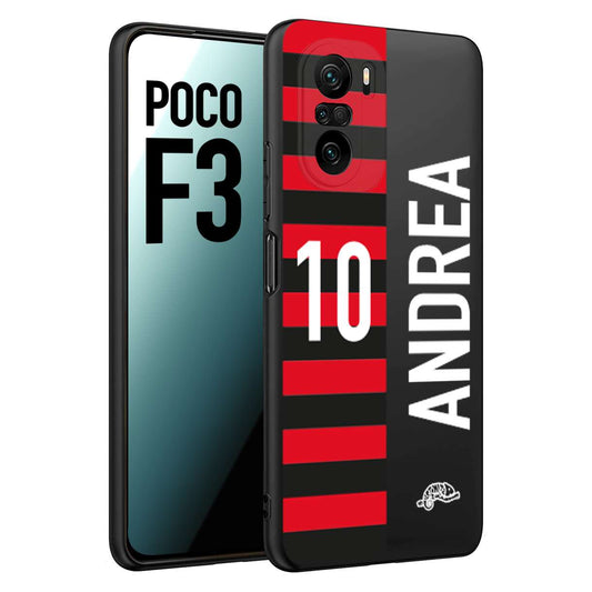 CUSTOMIZZA - Custodia cover nera morbida in tpu compatibile per Xiaomi Poco F3 personalizzata calcio football nome e numero calciatori rossonera