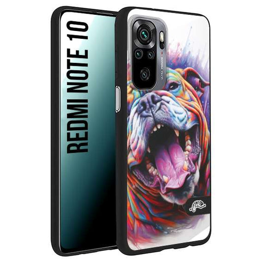 CUSTOMIZZA - Custodia cover nera morbida in tpu compatibile per Xiaomi Redmi Note 10 animali color bulldog cane dog colori vibranti disegnato schizzo