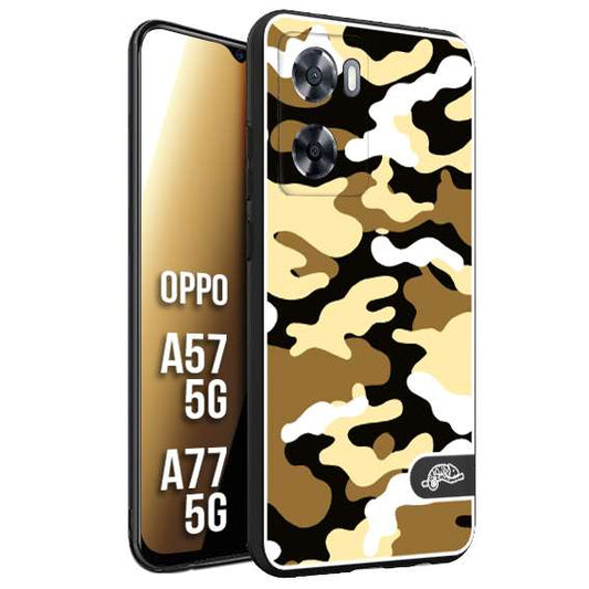 CUSTOMIZZA - Custodia cover nera morbida in tpu compatibile per Oppo A57 5G - A77 5G camouflage mimetico militare giallo desert brown