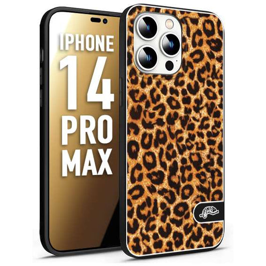 CUSTOMIZZA - Custodia cover nera morbida in tpu compatibile per iPhone 14 PRO MAX leopardato maculato donna marrone leopard brown