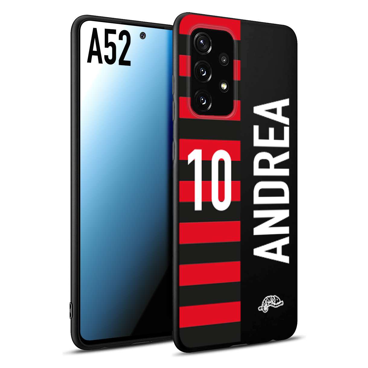 CUSTOMIZZA - Custodia cover nera morbida in tpu compatibile per Samsung A52 personalizzata calcio football nome e numero calciatori rossonera