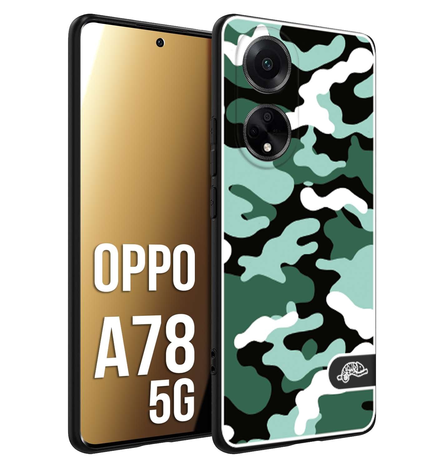 CUSTOMIZZA - Custodia cover nera morbida in tpu compatibile per Oppo A78 5G camouflage mimetico militare verde green