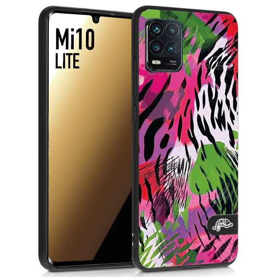 CUSTOMIZZA - Custodia cover nera morbida in tpu compatibile per Xiaomi Mi 10 LITE leopardato tigrato tiger colorata summer color verde fucsia