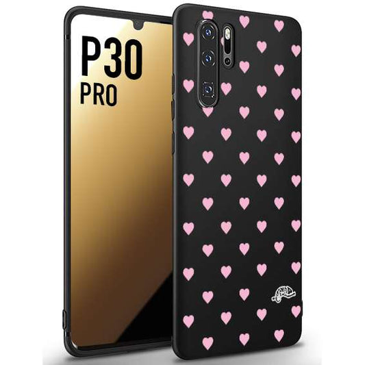 CUSTOMIZZA - Custodia cover nera morbida in tpu compatibile per Huawei P30 PRO cuori pois rosa su nero donna pin up vintage