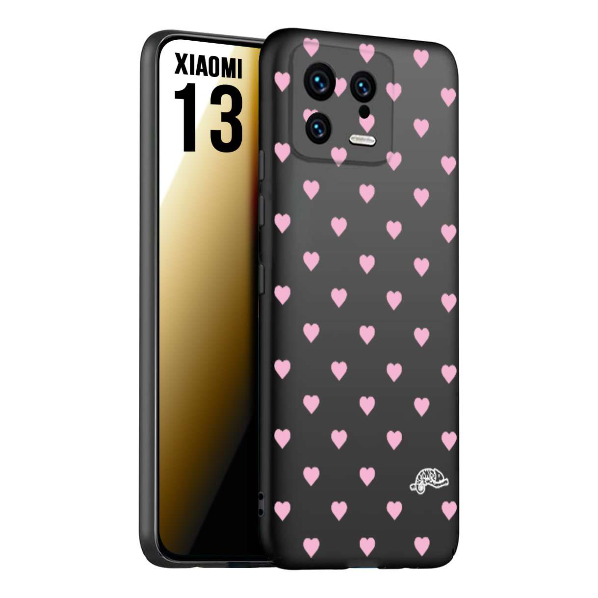 CUSTOMIZZA - Custodia cover nera morbida in tpu compatibile per Xiaomi 13 cuori pois rosa su nero donna pin up vintage