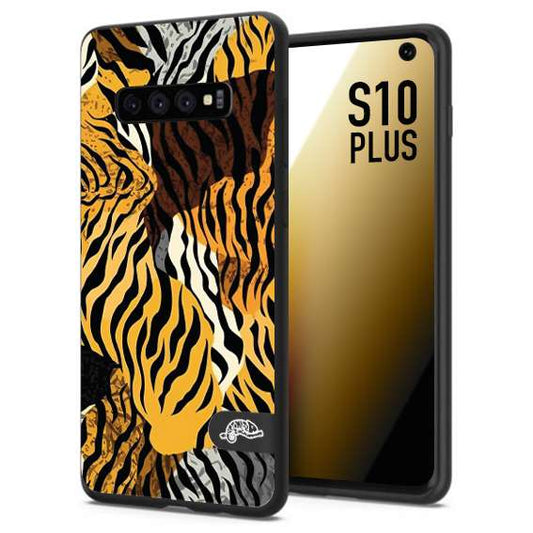 CUSTOMIZZA - Custodia cover nera morbida in tpu compatibile per Samsung S10 PLUS leopardato tigrato tiger colorata donna fashion estate