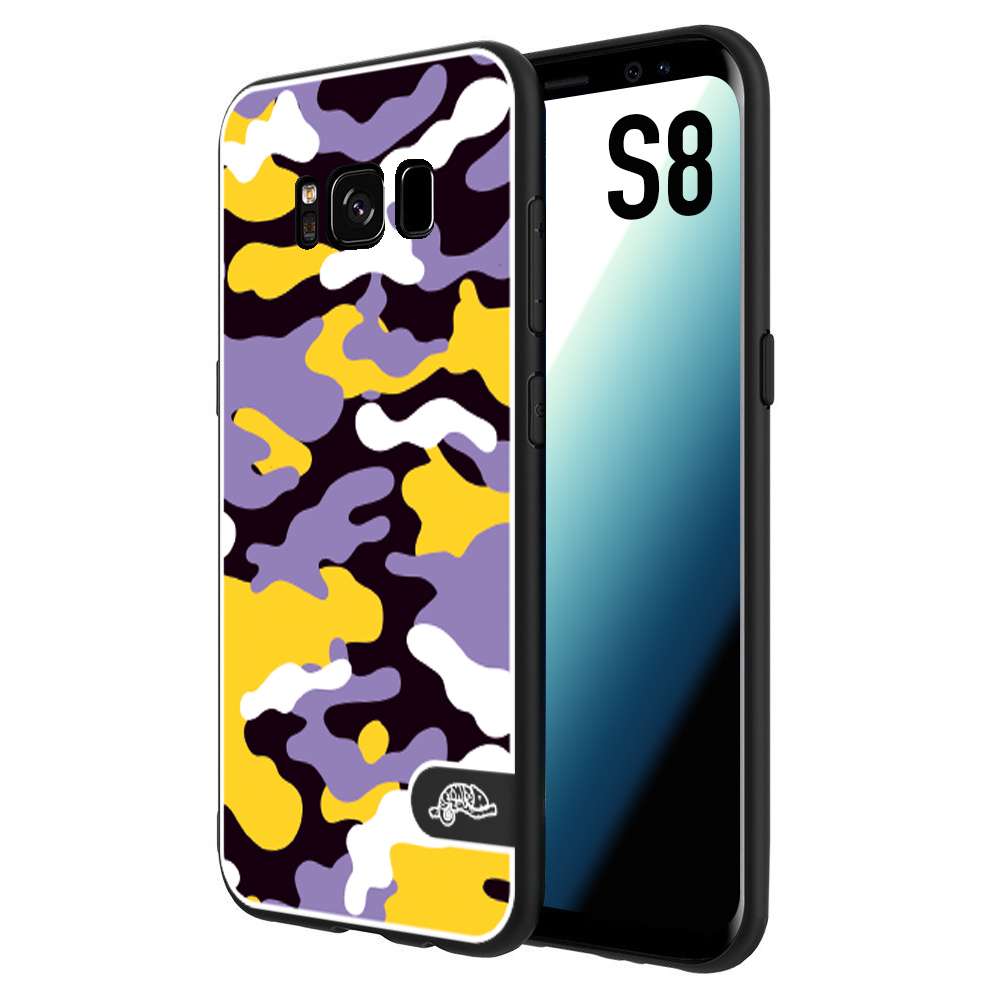 CUSTOMIZZA - Custodia cover nera morbida in tpu compatibile per Samsung S8 camouflage mimetico militare viola lilla giallo