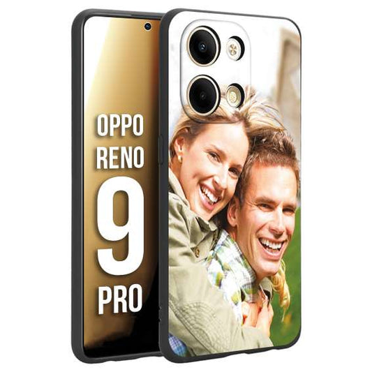 CUSTOMIZZA - Custodia cover nera morbida in tpu compatibile per Oppo Reno 9 PRO personalizzata con foto immagine scritta a piacere