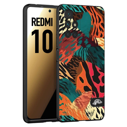 CUSTOMIZZA - Custodia cover nera morbida in tpu compatibile per Xiaomi Redmi 10 leopardato tigrato tiger colorata summer arancio verde fucsia