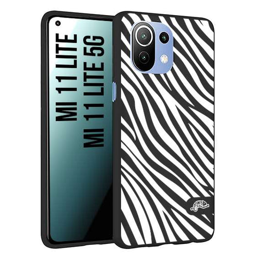 CUSTOMIZZA - Custodia cover nera morbida in tpu compatibile per Xiaomi Mi 11 Lite / Mi 11 Lite 5G zebrata maculata a rilievo soft touch donna bianca