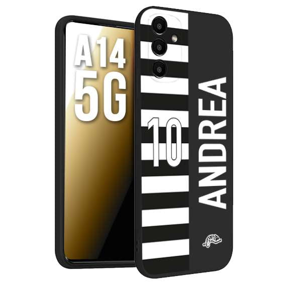 CUSTOMIZZA - Custodia cover nera morbida in tpu compatibile per Samsung A14 5G personalizzata calcio football nome e numero calciatori bianconera