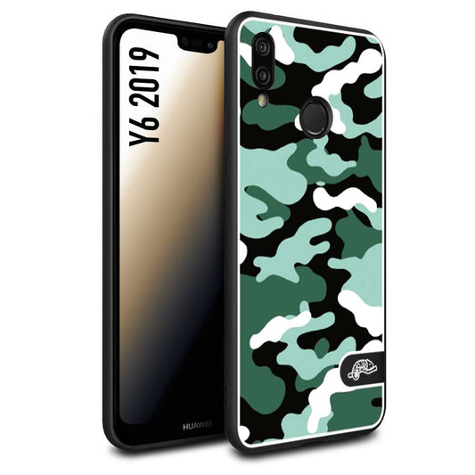 CUSTOMIZZA - Custodia cover nera morbida in tpu compatibile per Huawei Y6 2019 camouflage mimetico militare verde green